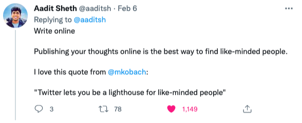 Aadit Sheth's List of Highest ROIs