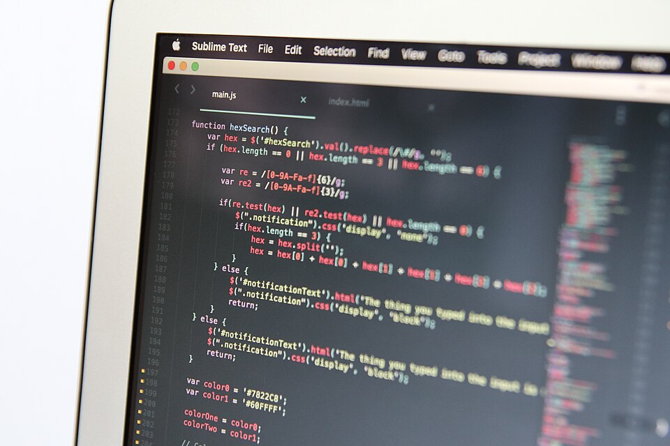 A close-up of source code in a laptop editor